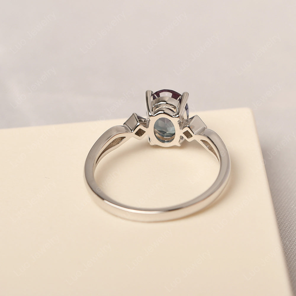 Alexandrite Ring Vintage Oval Wedding Rings - LUO Jewelry