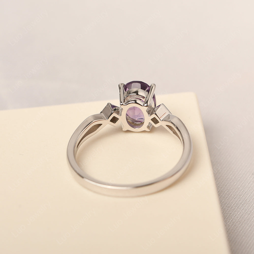 Amethyst Ring Vintage Oval Wedding Rings - LUO Jewelry