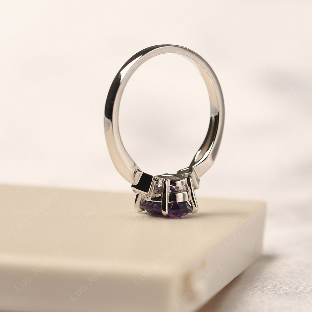 Amethyst Ring Vintage Oval Wedding Rings - LUO Jewelry