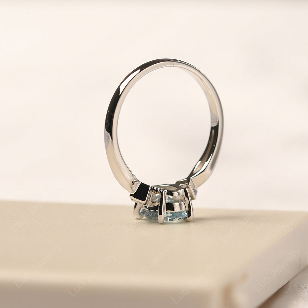 Aquamarine Ring Vintage Oval Wedding Rings - LUO Jewelry