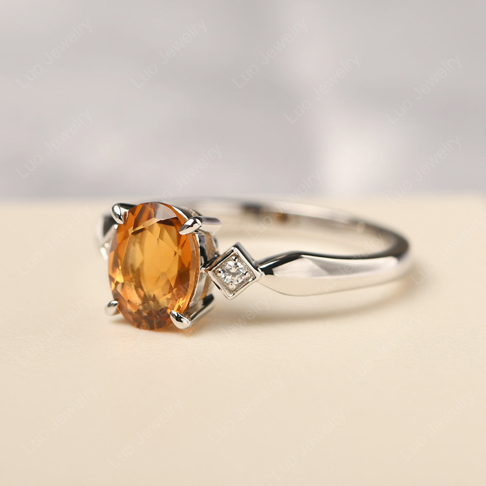 Citrine Ring Vintage Oval Wedding Rings - LUO Jewelry