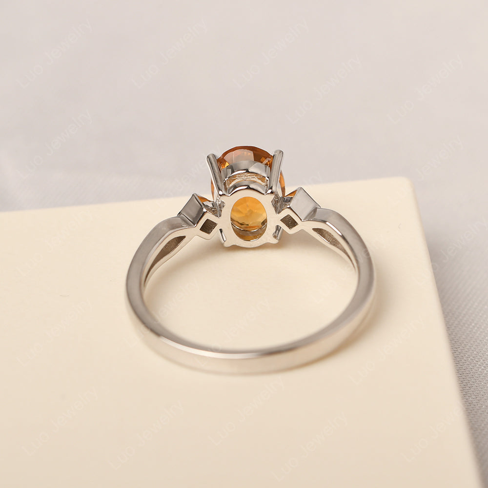 Citrine Ring Vintage Oval Wedding Rings - LUO Jewelry