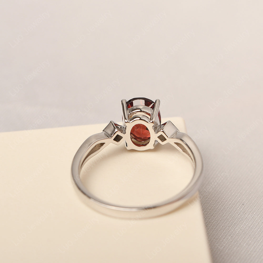 Garnet Ring Vintage Oval Wedding Rings - LUO Jewelry