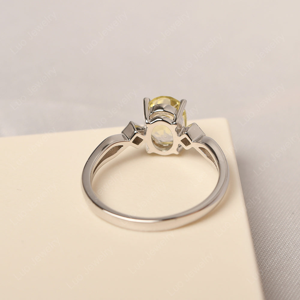 Lemon Quartz Ring Vintage Oval Wedding Rings - LUO Jewelry