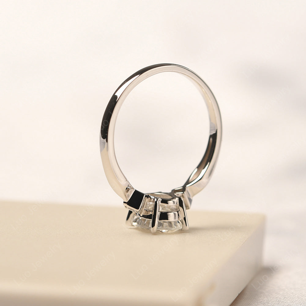 White Topaz Ring Vintage Oval Wedding Rings - LUO Jewelry