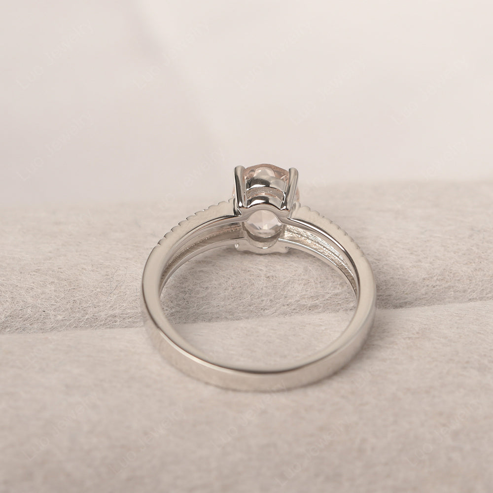 Oval Morganite Wide Band Engagement Ring - LUO Jewelry