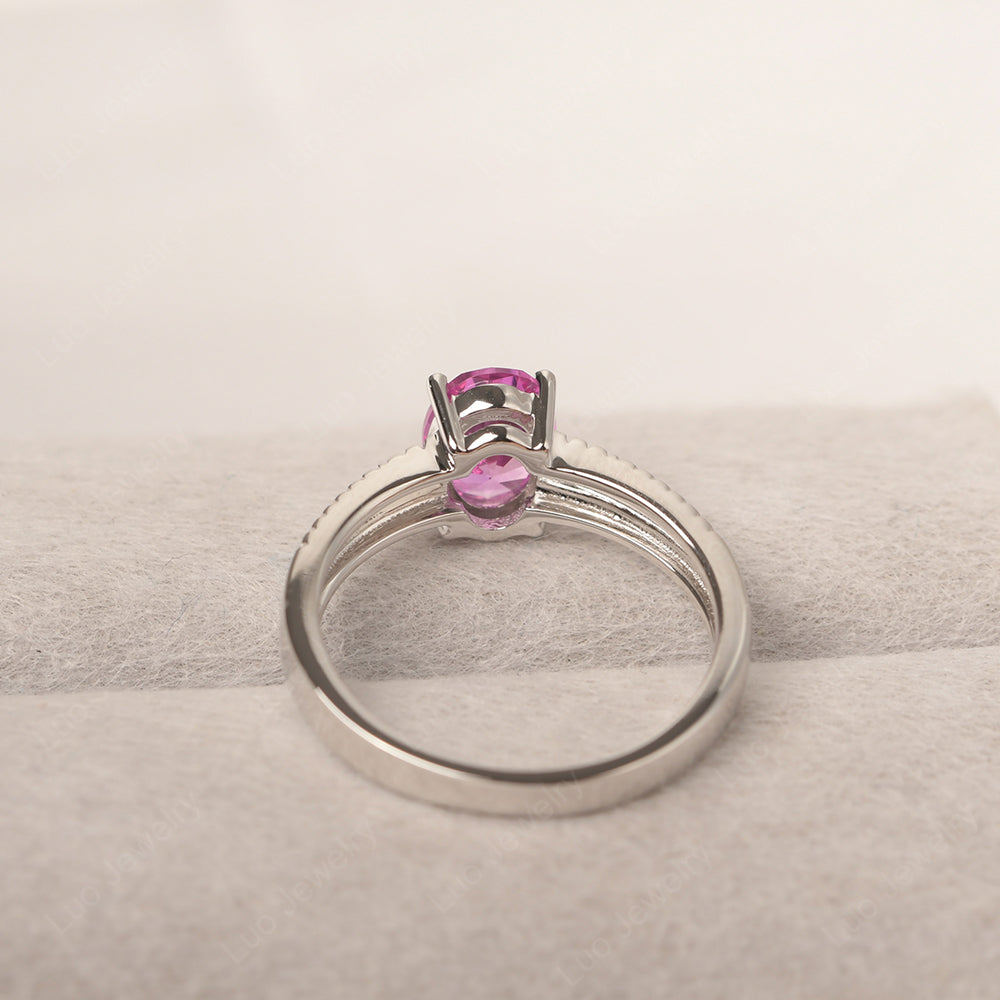Oval Pink Sapphire Wide Band Engagement Ring - LUO Jewelry