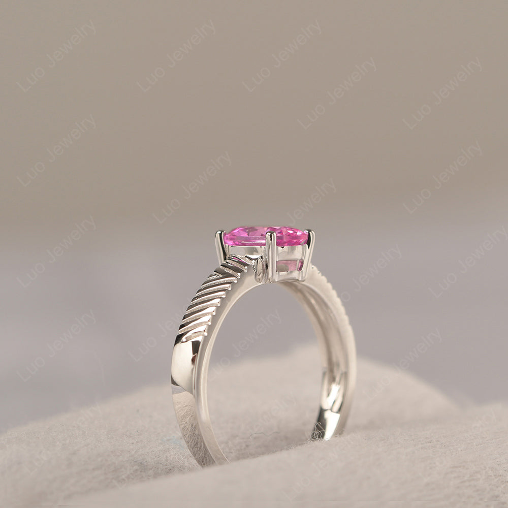 Oval Pink Sapphire Wide Band Engagement Ring - LUO Jewelry