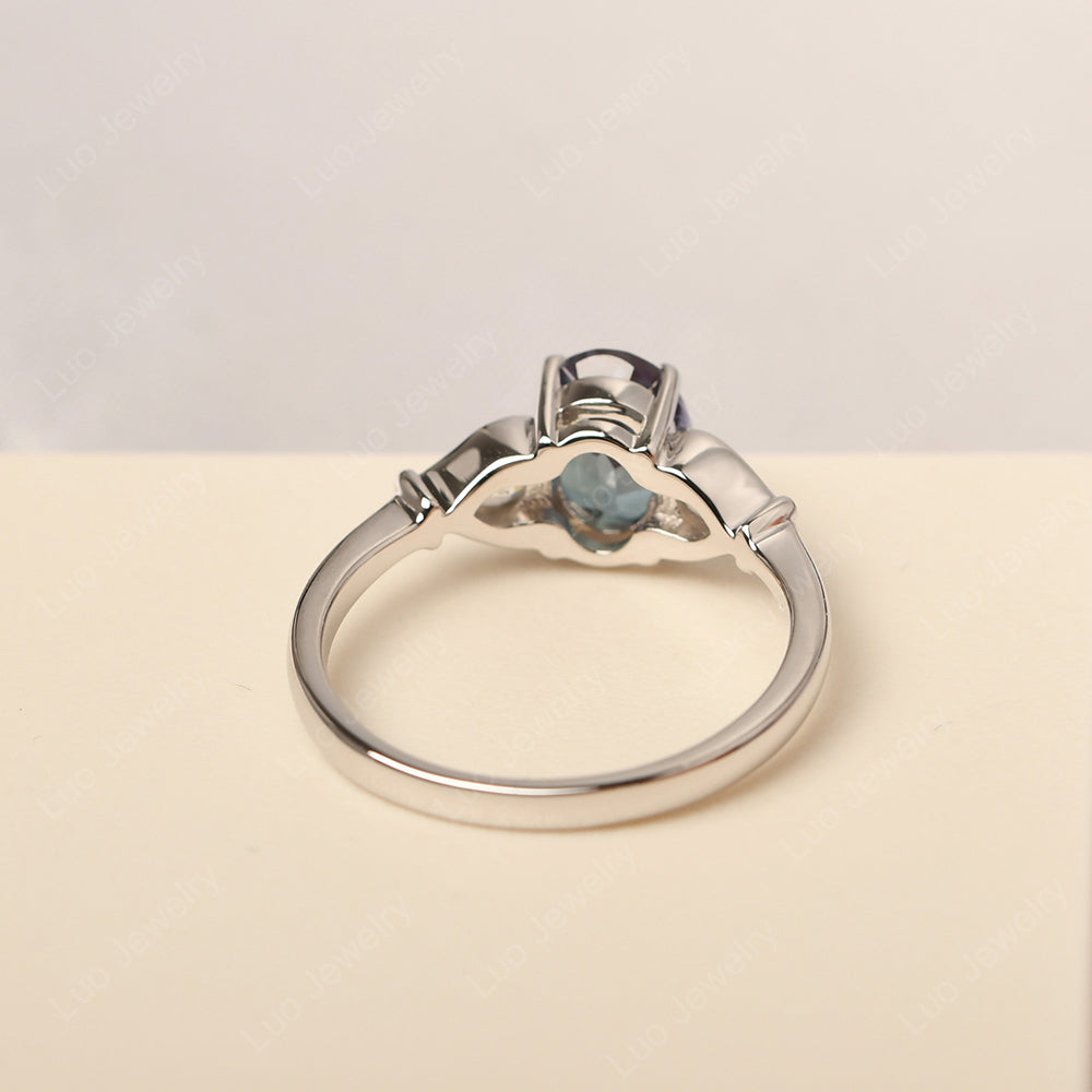 Vintage Alexandrite Ring With Pear Side Stones - LUO Jewelry