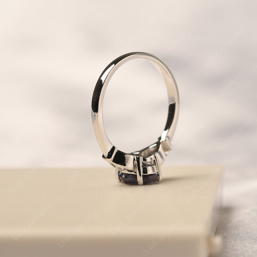 Vintage Alexandrite Ring With Pear Side Stones - LUO Jewelry