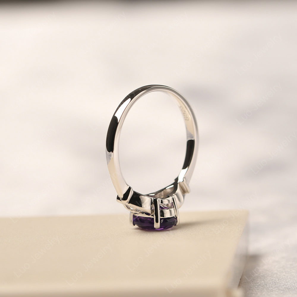 Vintage Amethyst Ring With Pear Side Stones - LUO Jewelry