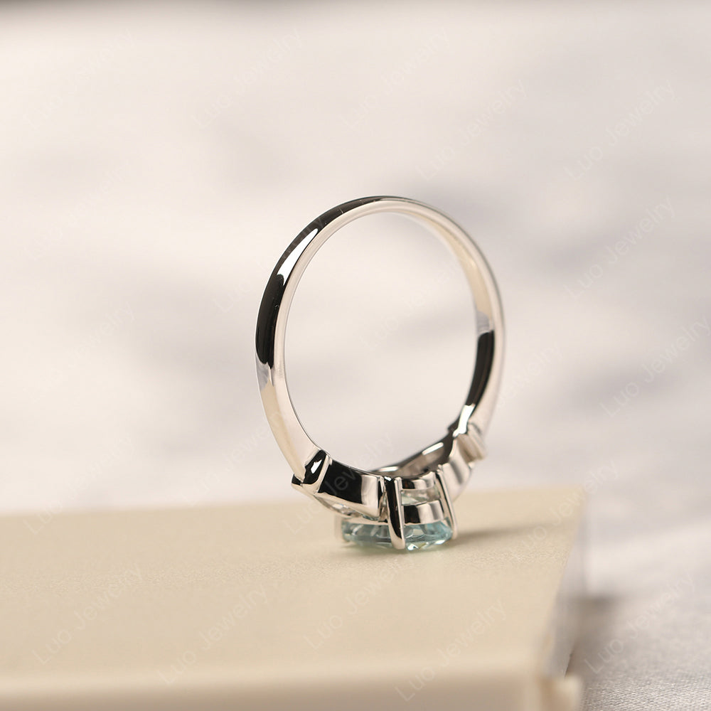 Vintage Aquamarine Ring With Pear Side Stones - LUO Jewelry