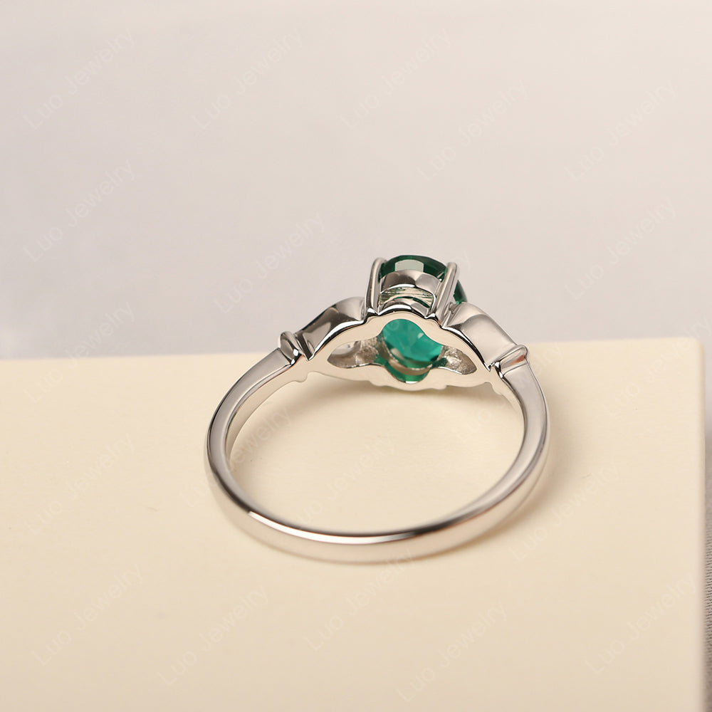 Vintage Lab Emerald Ring With Pear Side Stones - LUO Jewelry