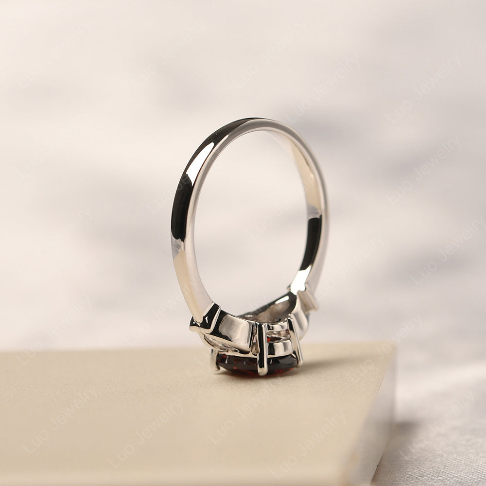 Vintage Garnet Ring With Pear Side Stones - LUO Jewelry