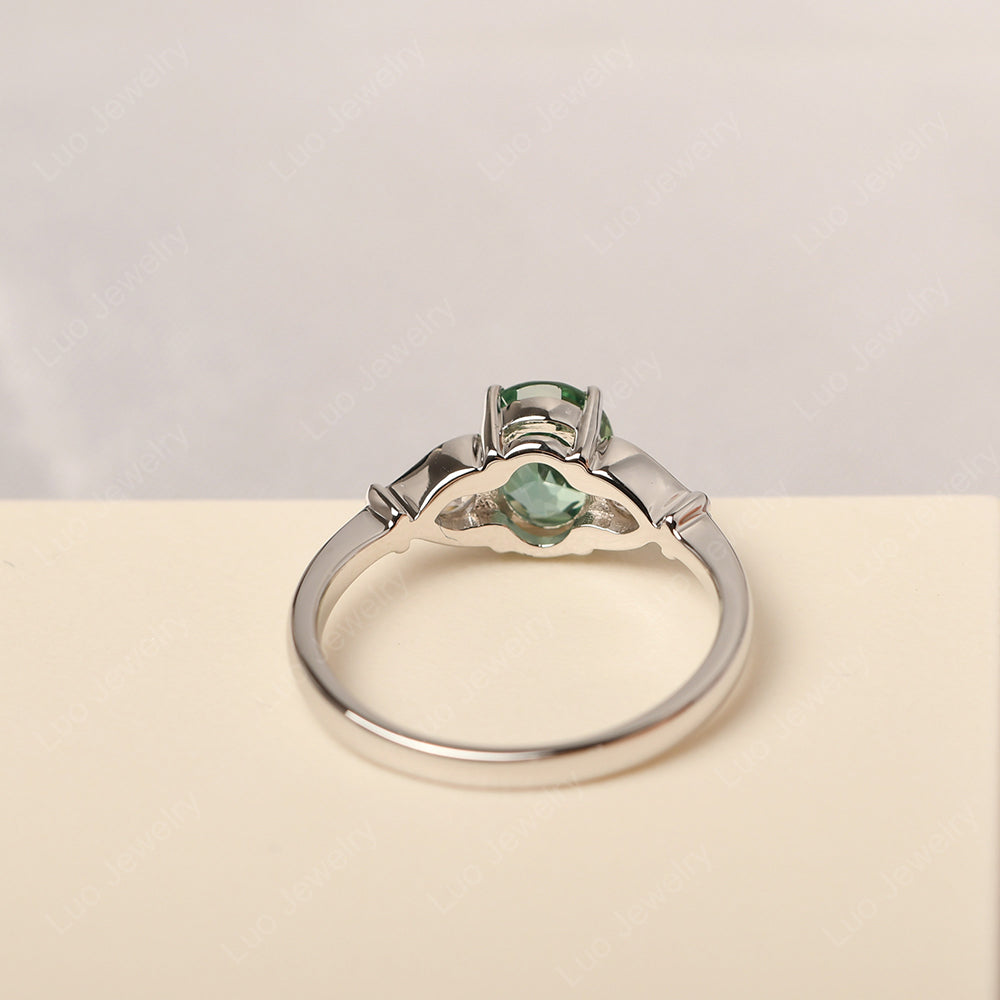 Vintage Green Sapphire Ring With Pear Side Stones - LUO Jewelry