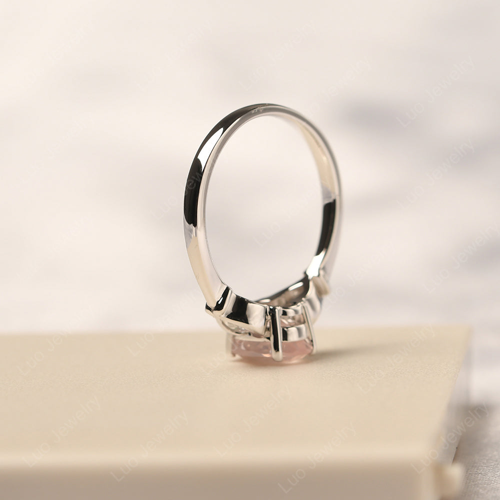 Vintage Rose Quartz Ring With Pear Side Stones - LUO Jewelry
