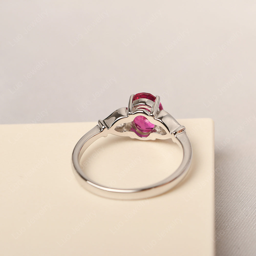 Vintage Ruby Ring With Pear Side Stones - LUO Jewelry