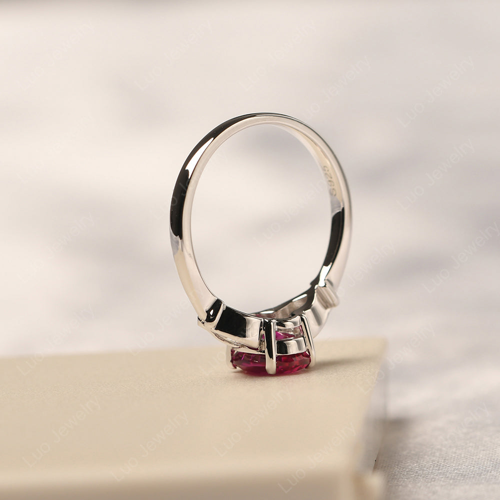 Vintage Ruby Ring With Pear Side Stones - LUO Jewelry