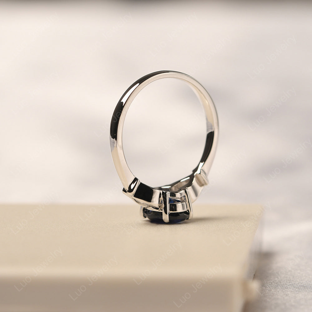 Vintage Lab Sapphire Ring With Pear Side Stones - LUO Jewelry