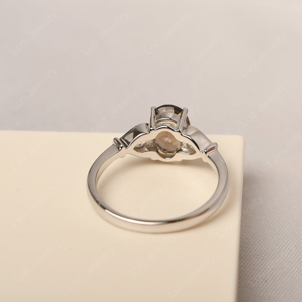 Vintage Smoky Quartz Ring With Pear Side Stones - LUO Jewelry