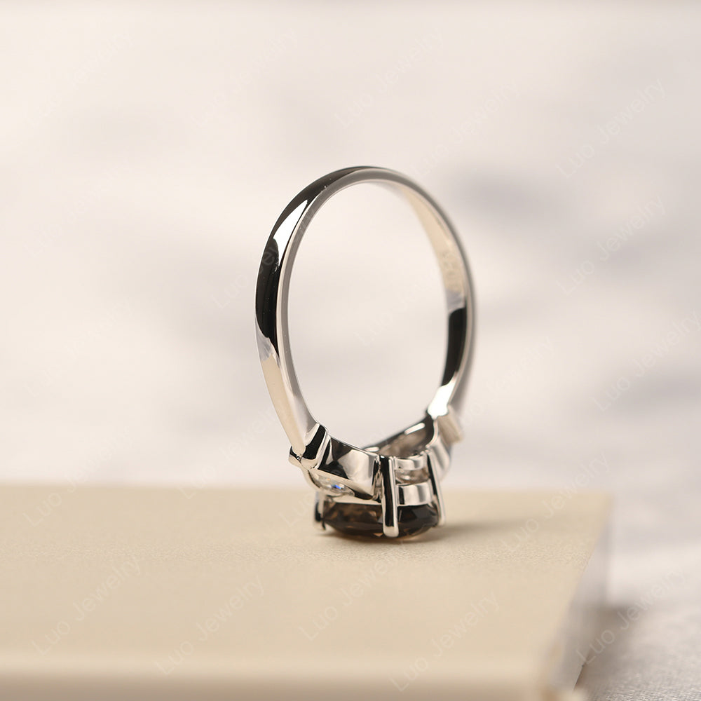 Vintage Smoky Quartz Ring With Pear Side Stones - LUO Jewelry