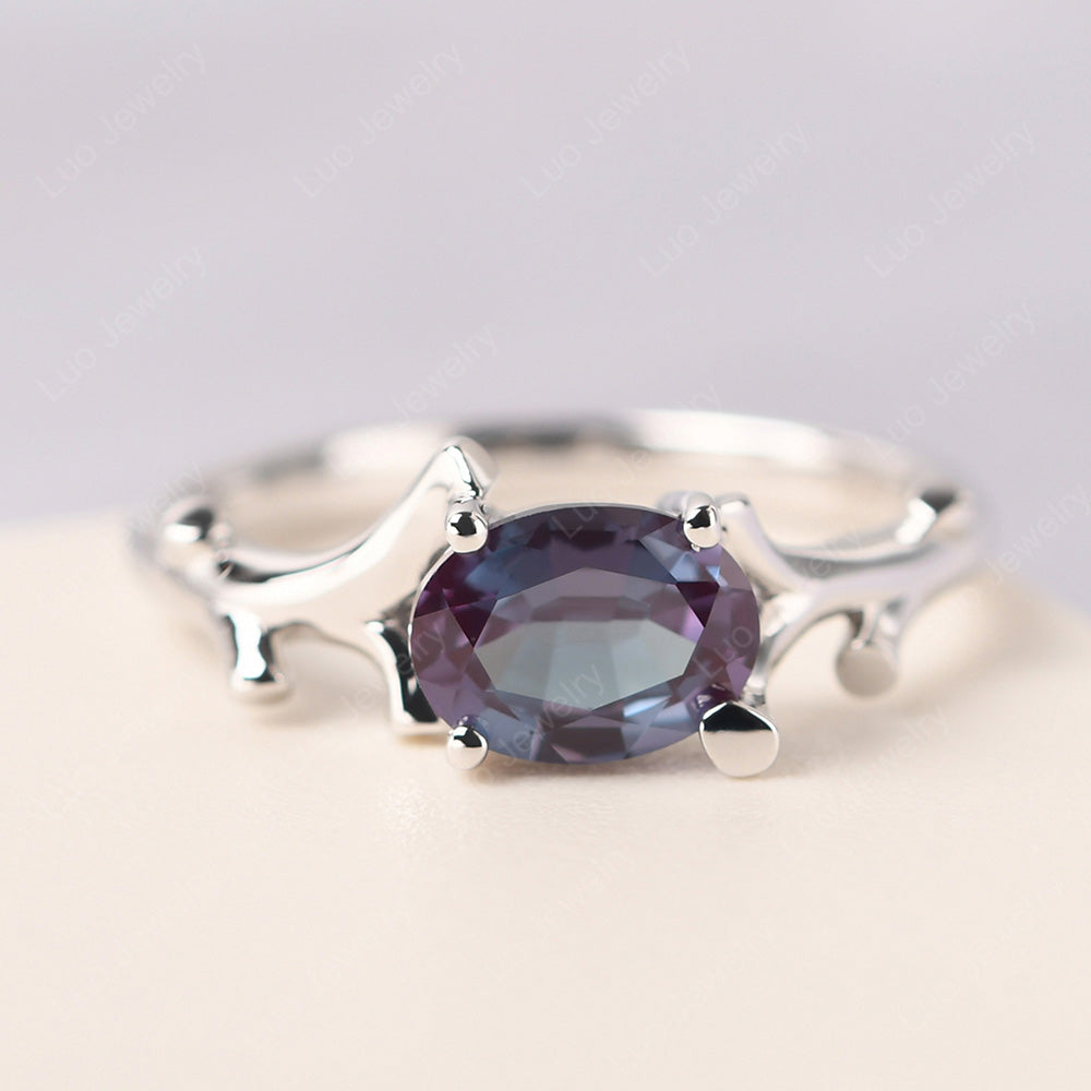 Oval Cut East West Alexandrite Ring Twig Ring - LUO Jewelry