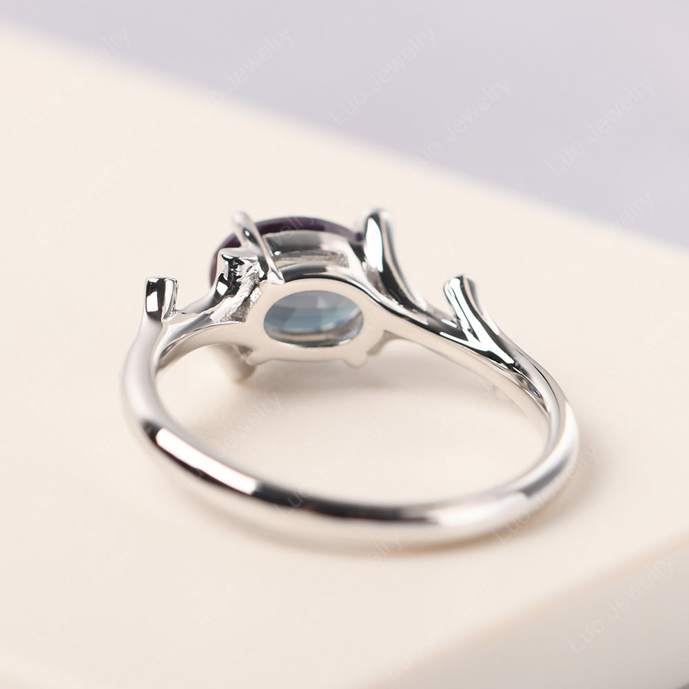 Oval Cut East West Alexandrite Ring Twig Ring - LUO Jewelry
