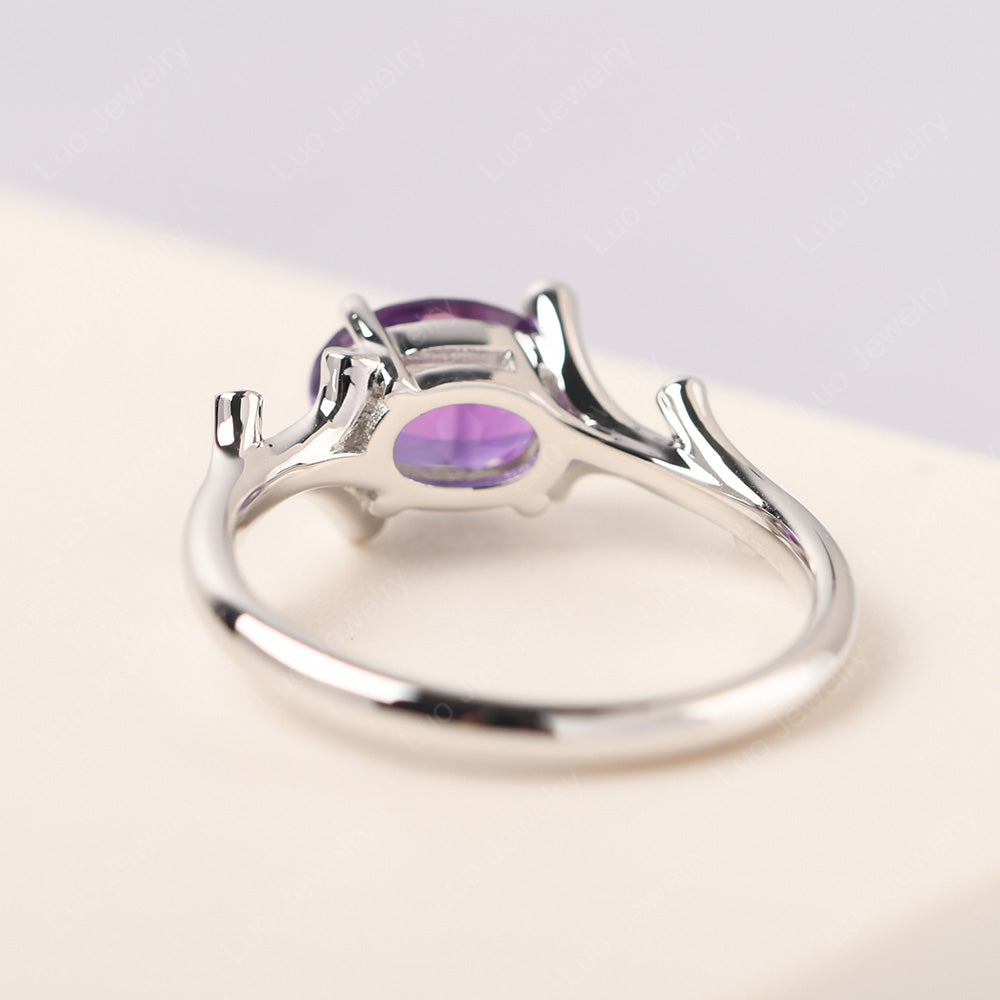 Oval Cut East West Amethyst Ring Twig Ring - LUO Jewelry