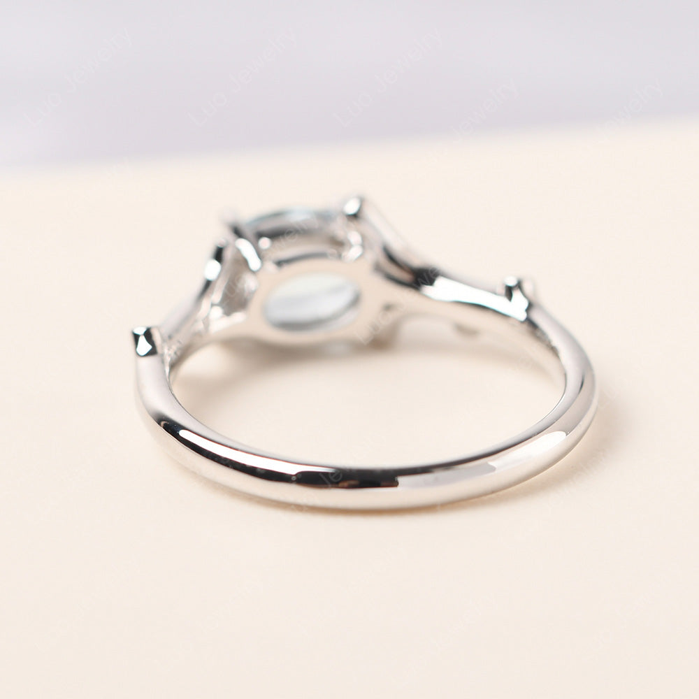 Oval Cut East West Aquamarine Ring Twig Ring - LUO Jewelry