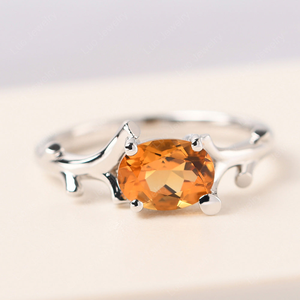 Oval Cut East West Citrine Ring Twig Ring - LUO Jewelry