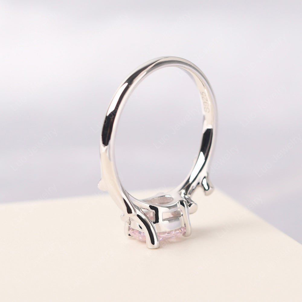 Oval Cut East West Cubic Zirconia Ring Twig Ring - LUO Jewelry