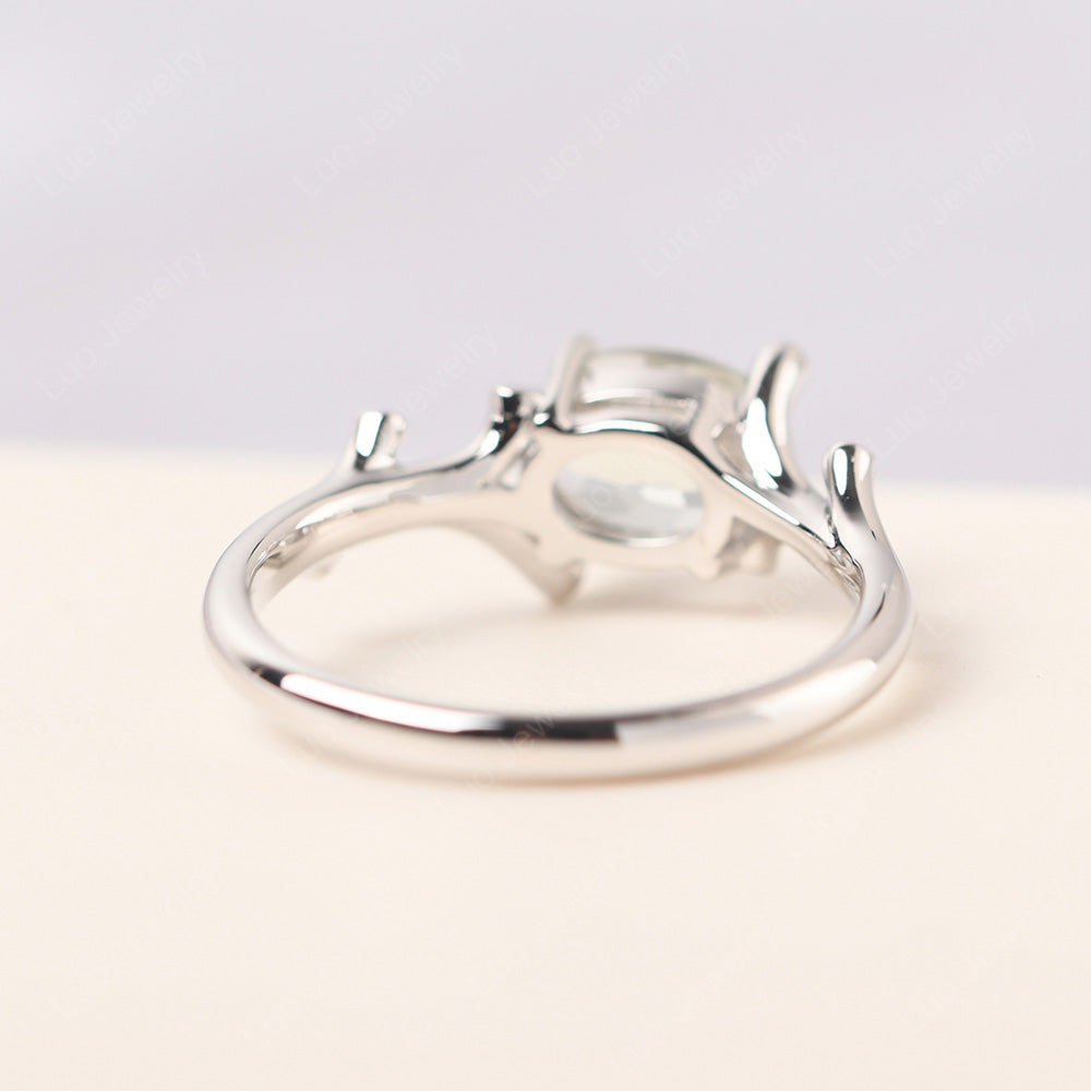 Oval Cut East West Green Amethyst Ring Twig Ring - LUO Jewelry