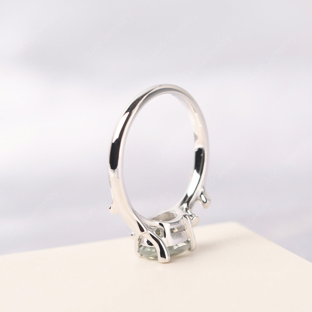Oval Cut East West Green Amethyst Ring Twig Ring - LUO Jewelry