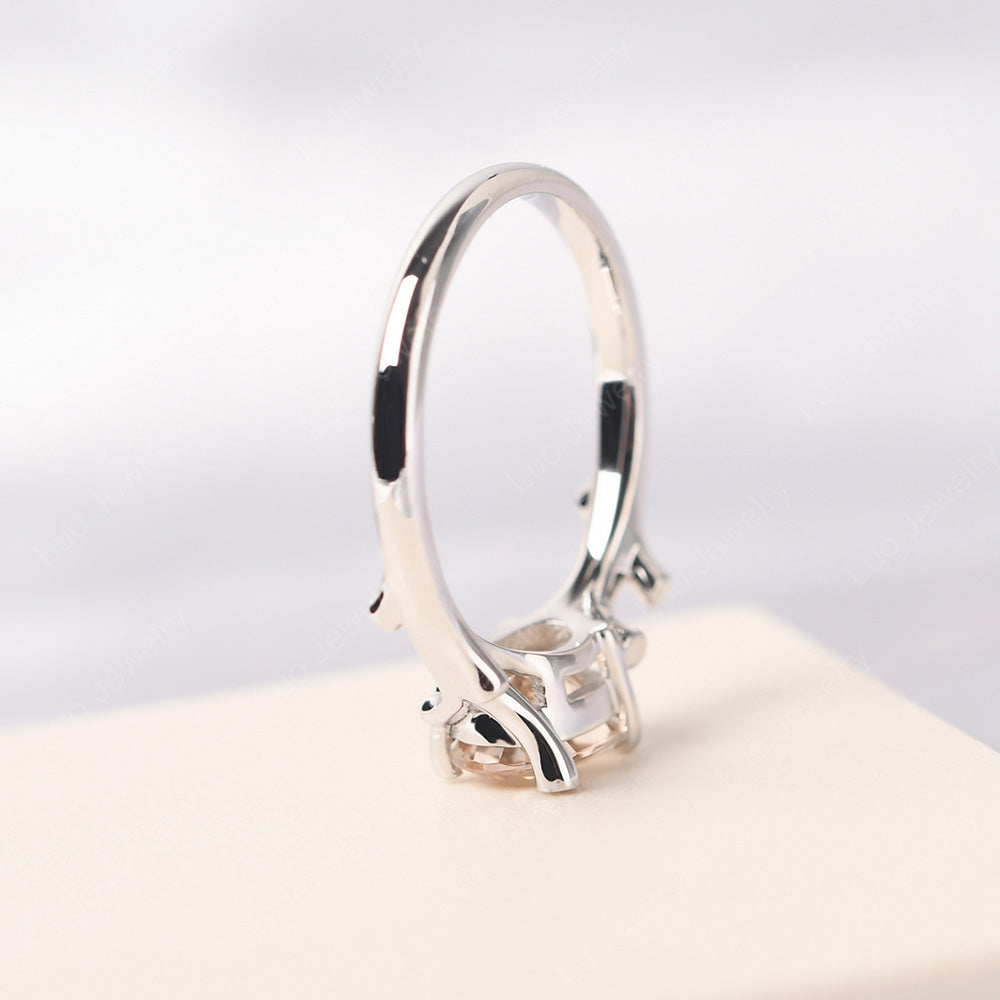 Oval Cut East West Morganite Ring Twig Ring - LUO Jewelry