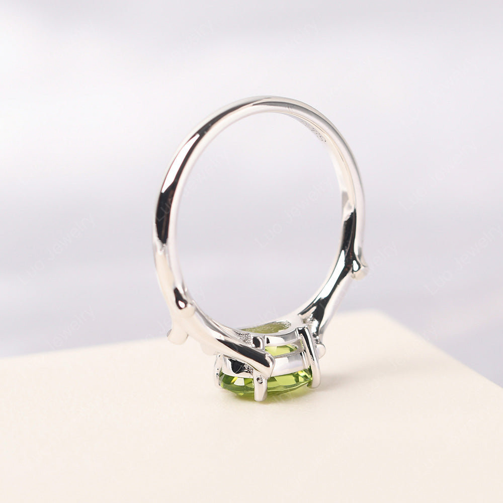 Oval Cut East West Peridot Ring Twig Ring - LUO Jewelry
