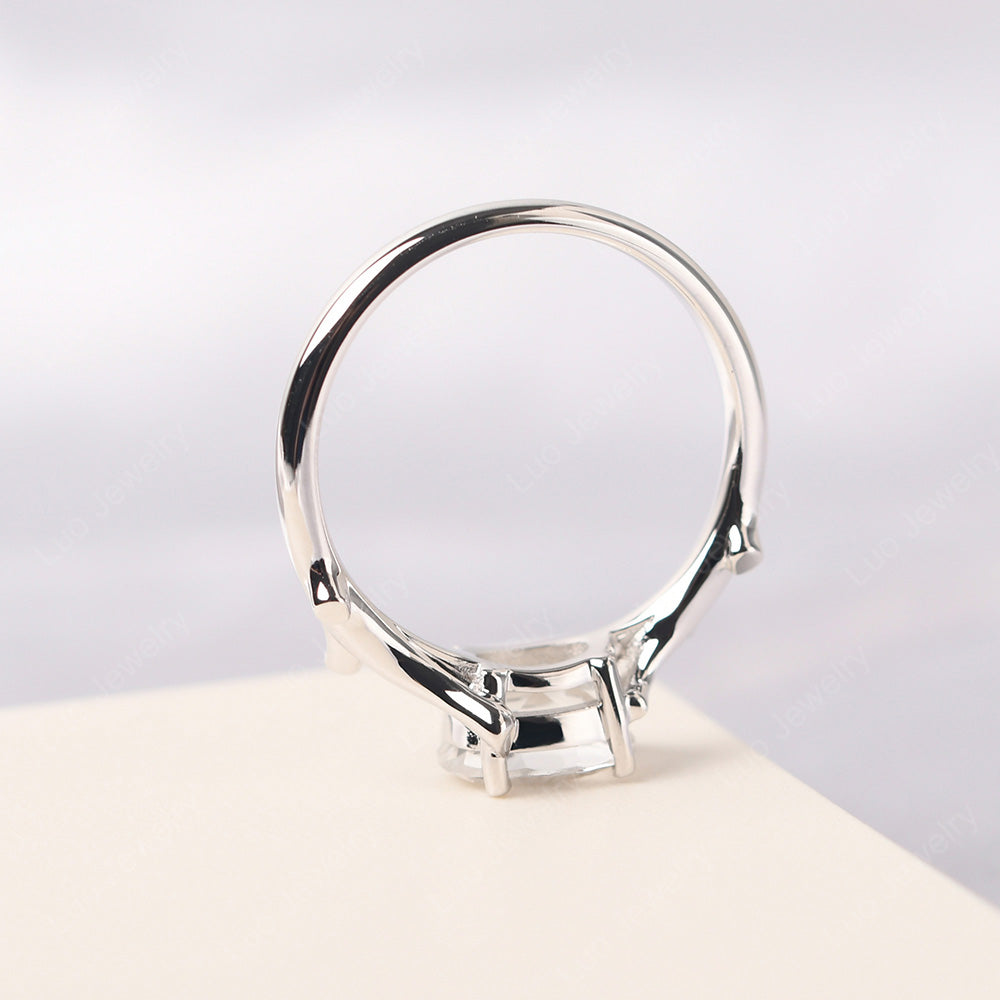 Oval Cut East West White Topaz Ring Twig Ring - LUO Jewelry