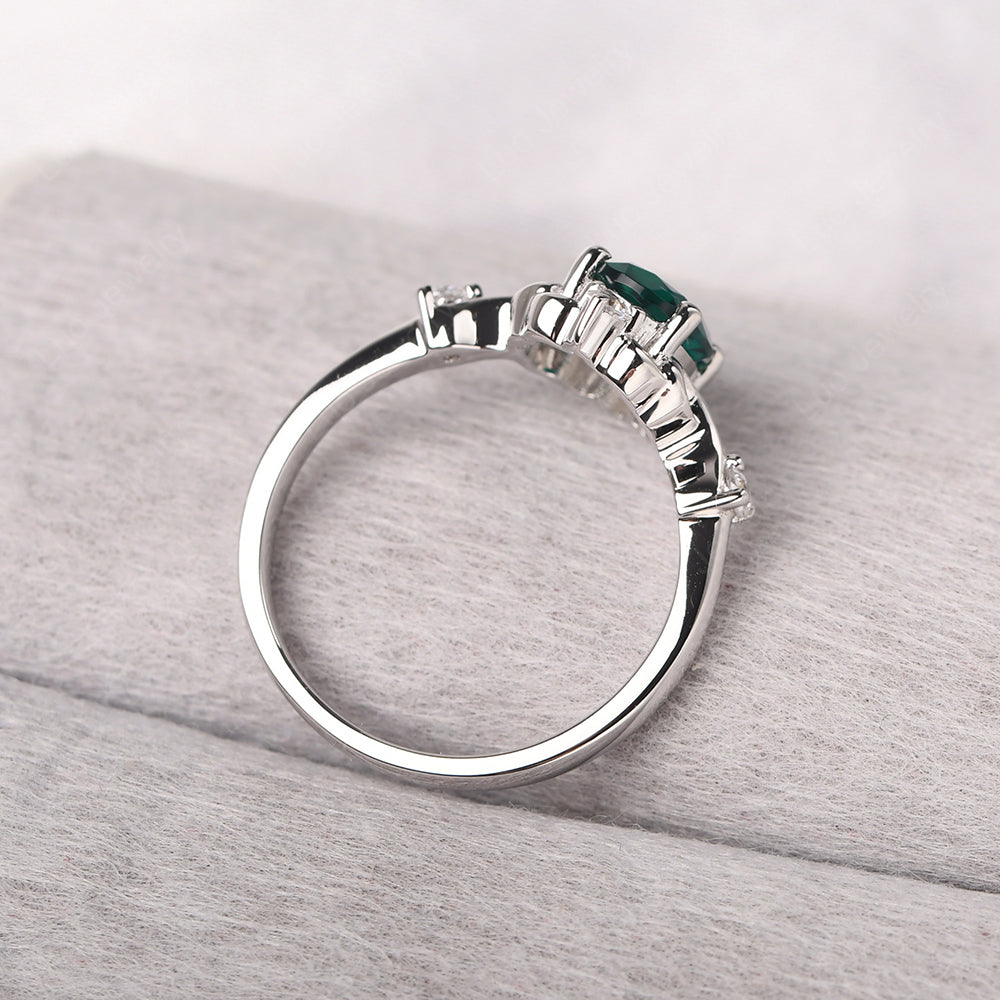 Emerald Ring Oval Vintage Engagement Ring - LUO Jewelry