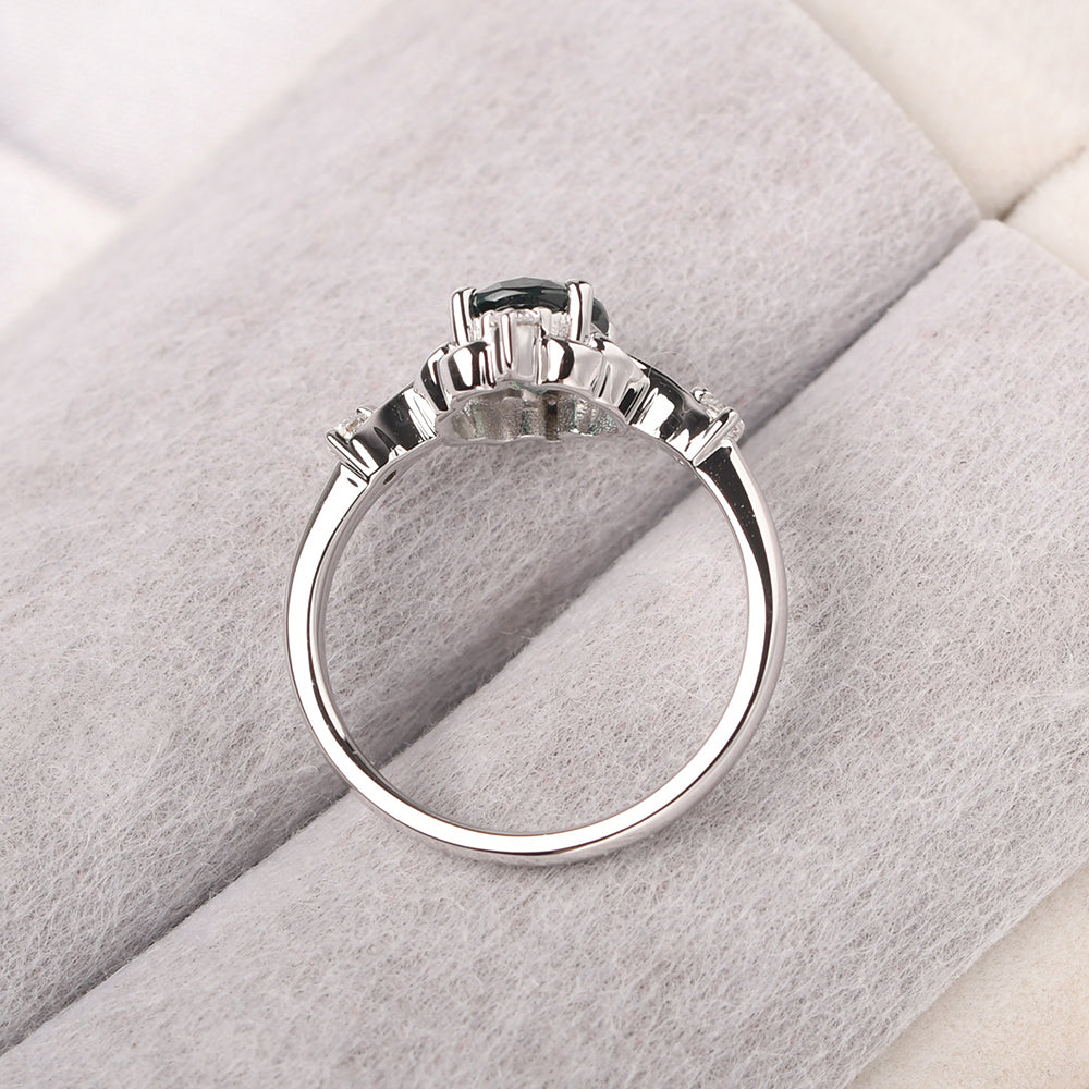 Green Sapphire Ring Oval Vintage Engagement Ring - LUO Jewelry