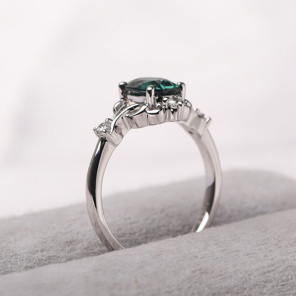 Green Sapphire Ring Oval Vintage Engagement Ring - LUO Jewelry