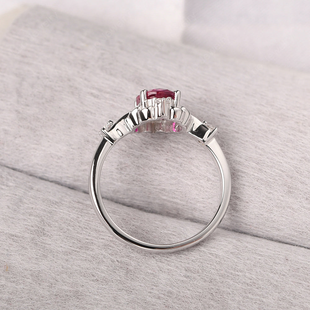 Ruby Ring Oval Vintage Engagement Ring - LUO Jewelry