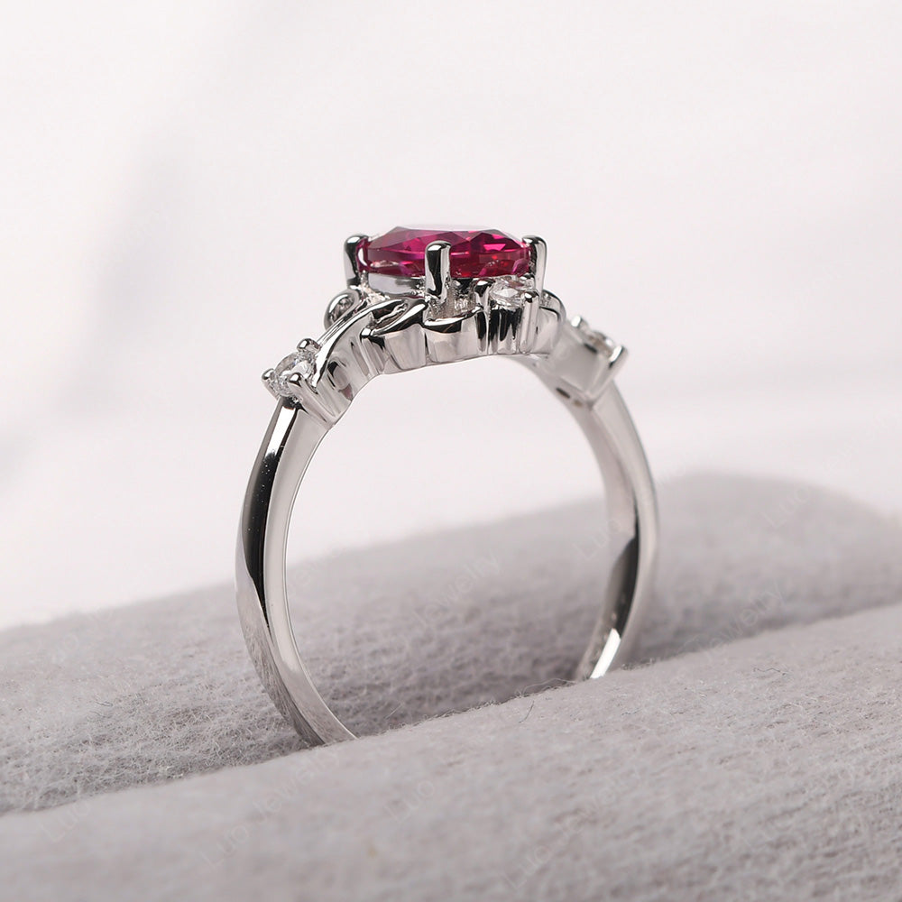 Ruby Ring Oval Vintage Engagement Ring - LUO Jewelry