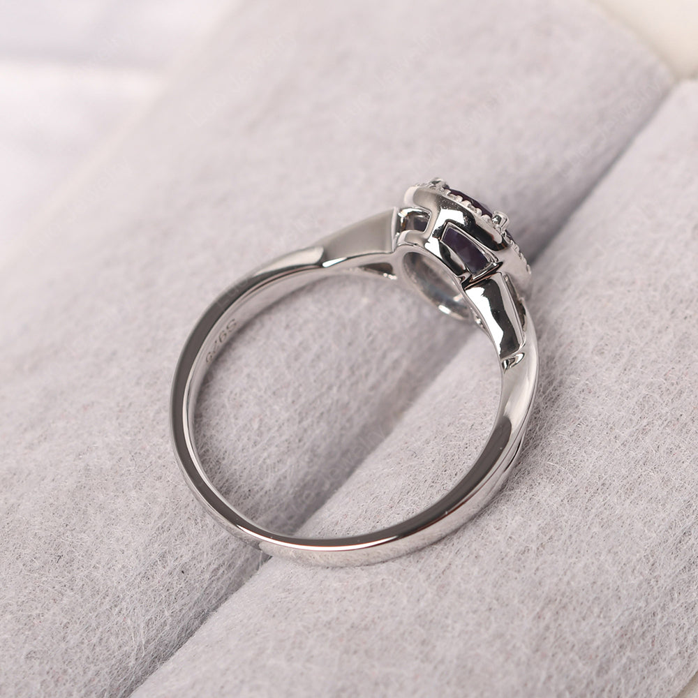 Oval Alexandrite Halo Engagement Ring - LUO Jewelry