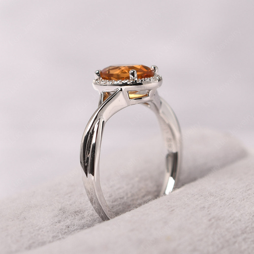 Oval Citrine Halo Engagement Ring - LUO Jewelry