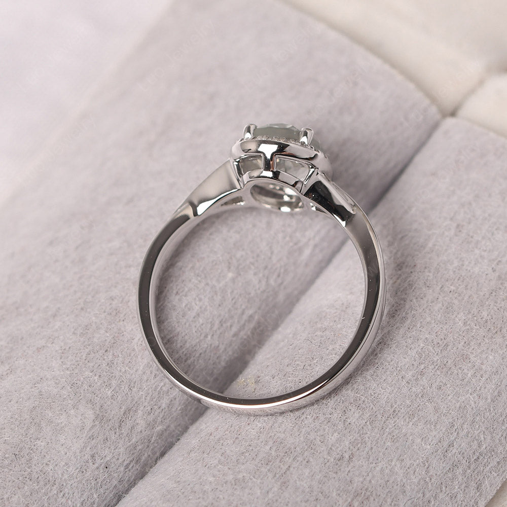 Oval Green Amethyst Halo Engagement Ring - LUO Jewelry