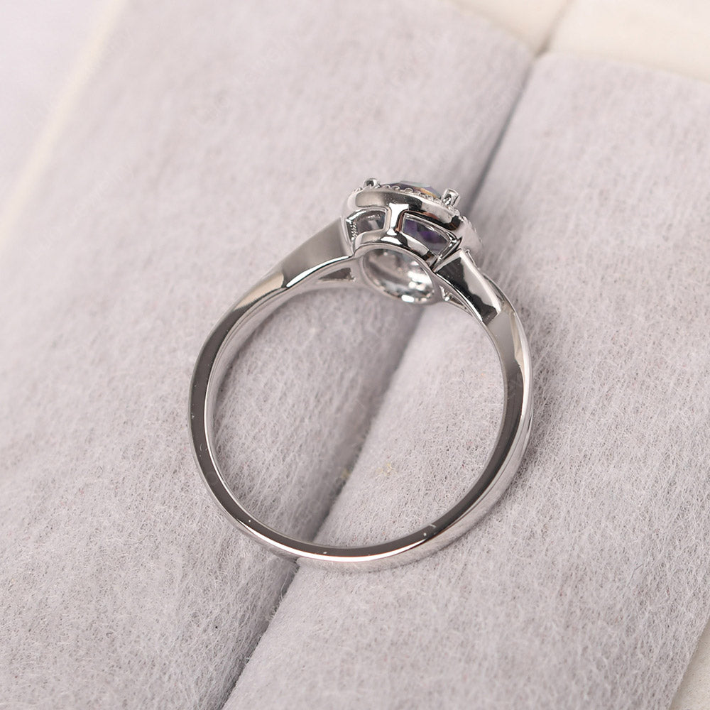 Oval Mystic Topaz Halo Engagement Ring - LUO Jewelry