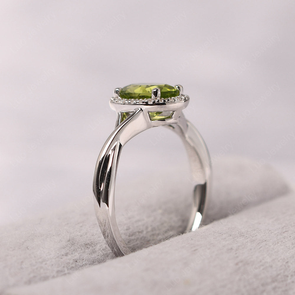 Oval Peridot Halo Engagement Ring - LUO Jewelry