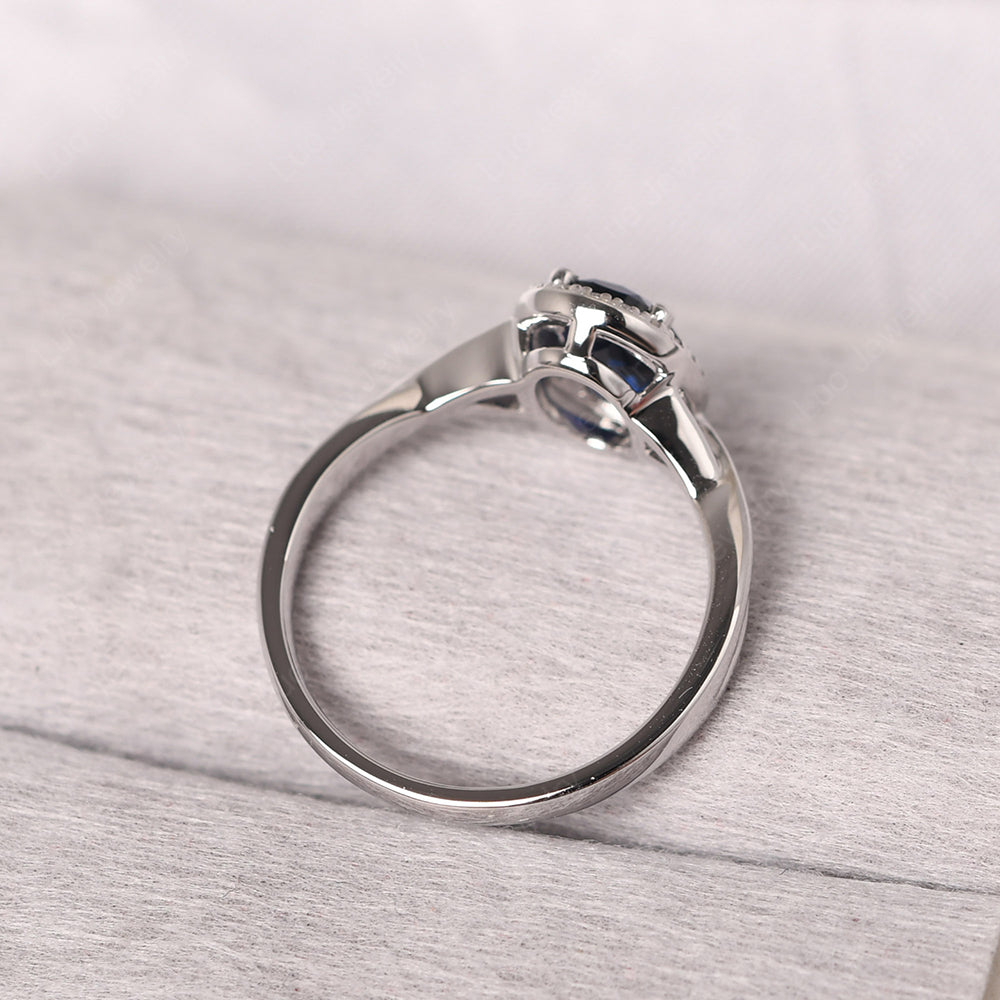 Oval Sapphire Halo Engagement Ring - LUO Jewelry