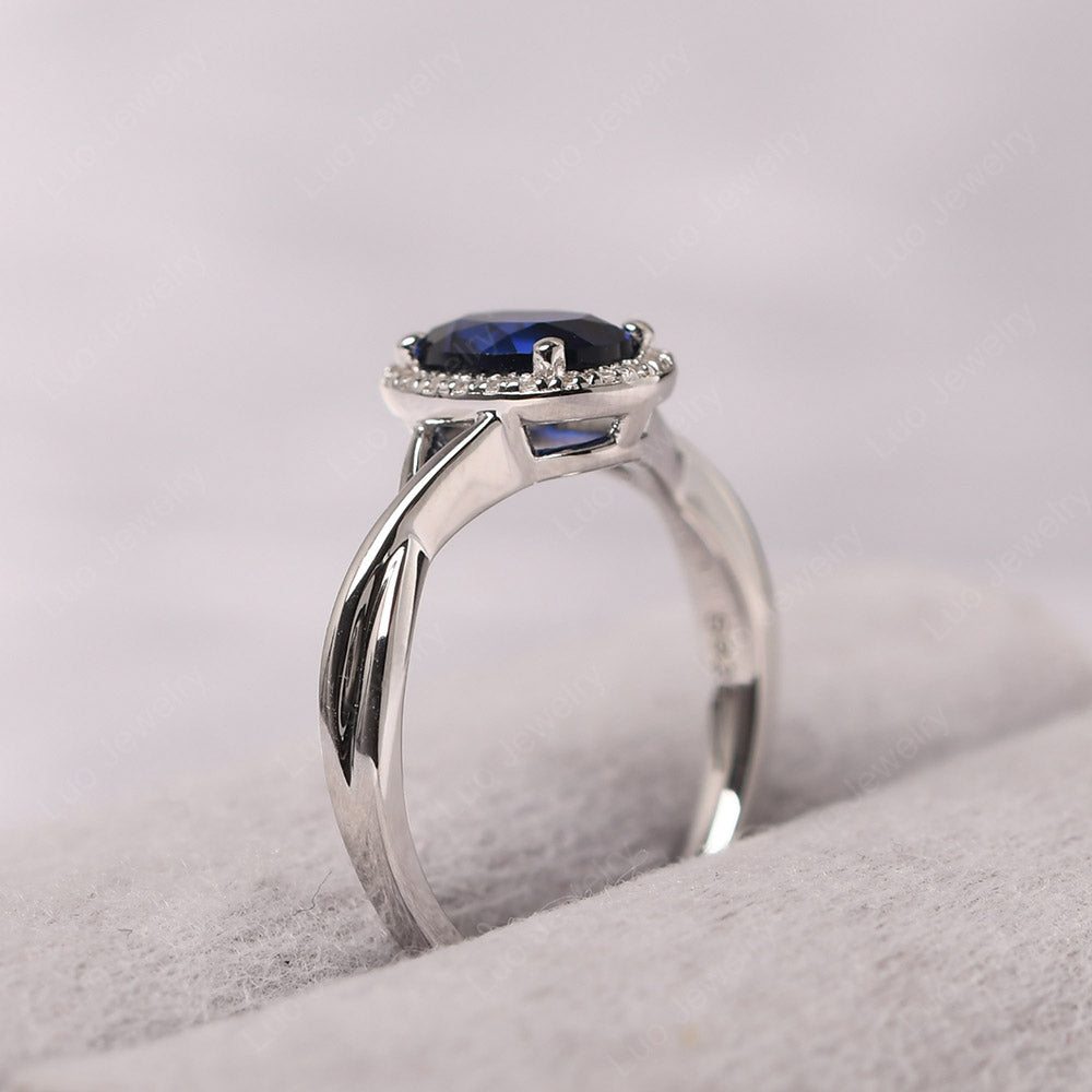 Oval Sapphire Halo Engagement Ring - LUO Jewelry