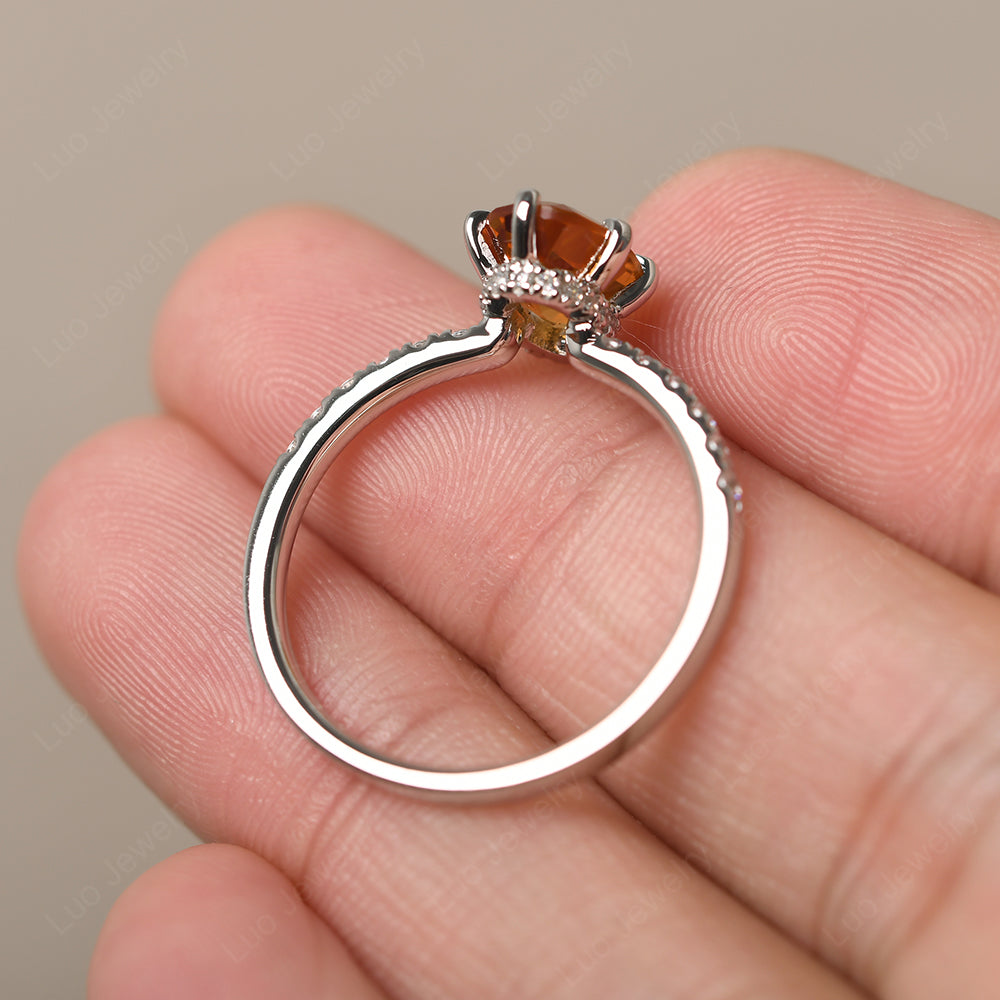 Citrine Hidden Halo Oval Engagement Ring - LUO Jewelry