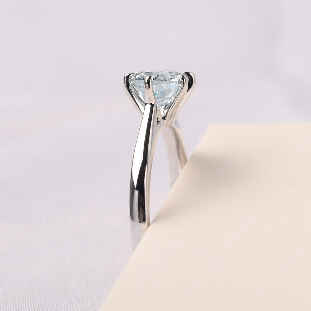 Aquamarine Horizontal Oval Engagement Ring - LUO Jewelry